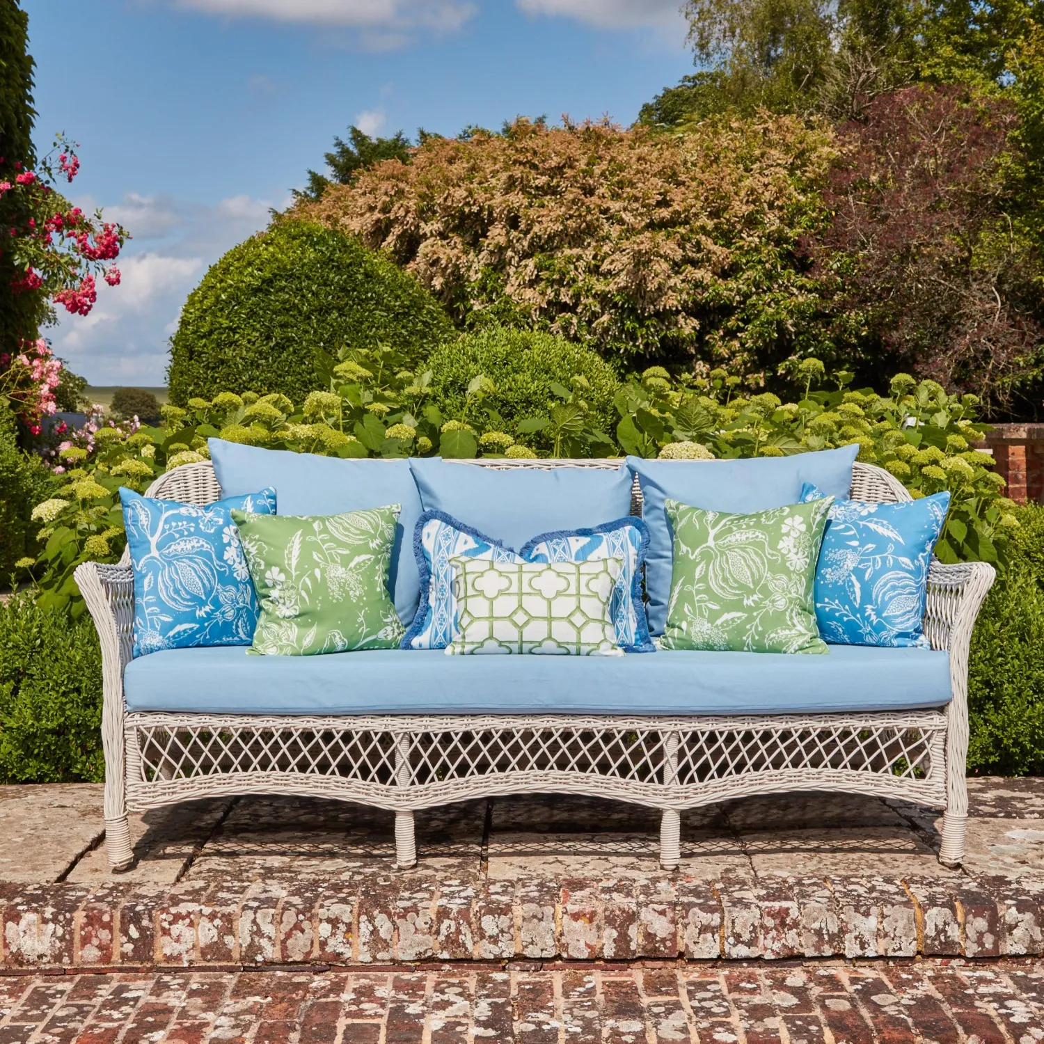 Mrs. Alice French Blue Ikat Stripe Fabric< Serena Fresson Fabrics