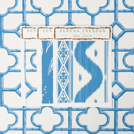 Mrs. Alice French Blue Shaded Bamboo Fabric< Serena Fresson Fabrics