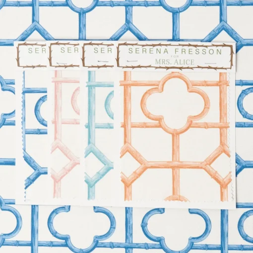Mrs. Alice French Blue Shaded Bamboo Fabric< Serena Fresson Fabrics