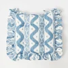 Mrs. Alice Frilled Blue Ikat Seat Pad Cushion< Cushions