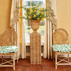 Mrs. Alice Frilled Green Ikat Seat Pad Cushion< Cushions