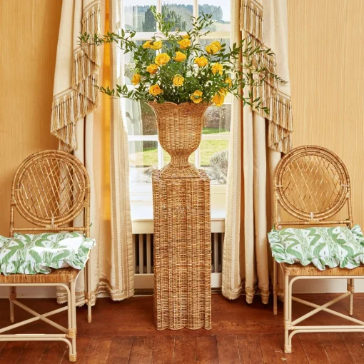 Mrs. Alice Frilled Green Ikat Seat Pad Cushion< Cushions