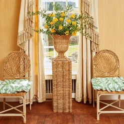 Mrs. Alice Frilled Green Ikat Seat Pad Cushion (Set of 4)< Cushions