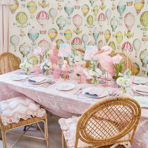 Mrs. Alice Frilled Pink Ikat Seat Pad Cushion< Cushions