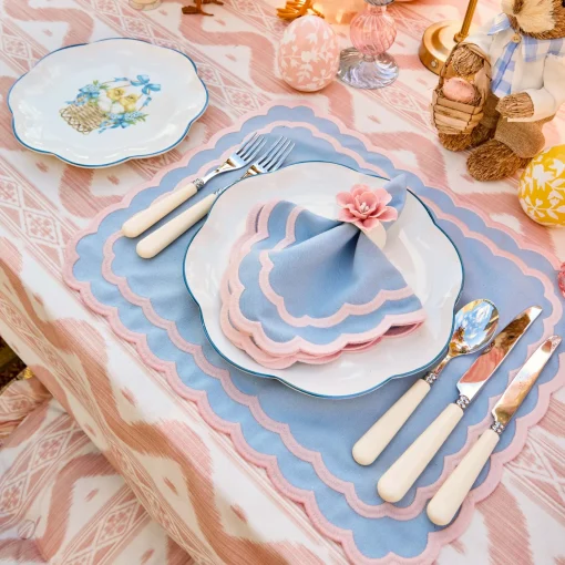 Mrs. Alice Frilled Pink Ikat Seat Pad Cushion< Cushions
