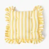 Mrs. Alice Frilled Yellow Stripe Seat Pad Cushion< Cushions