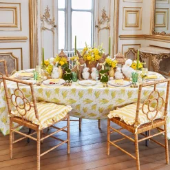 Mrs. Alice Frilled Yellow Stripe Seat Pad Cushions (Set of 4)< Cushions