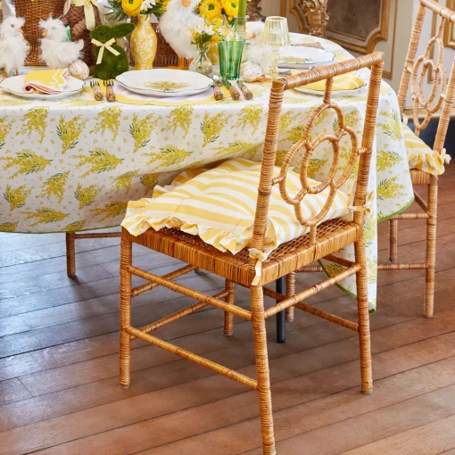 Mrs. Alice Frilled Yellow Stripe Seat Pad Cushion< Cushions
