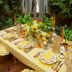 Mrs. Alice Frilled Yellow Stripe Seat Pad Cushions (Set of 4)< Cushions