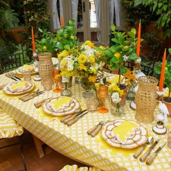 Mrs. Alice Frilled Yellow Stripe Seat Pad Cushion< Cushions