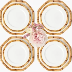 Mrs. Alice Geometric Bamboo Dinner & Starter Plates (Set of 8)< Crockery Sets