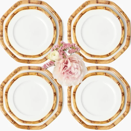 Mrs. Alice Geometric Bamboo Dinner & Starter Plates (Set of 8)< Crockery Sets