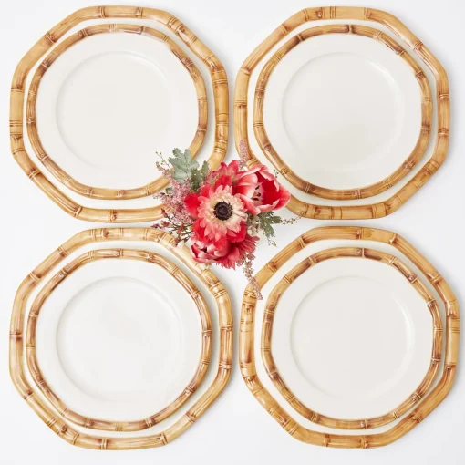 Mrs. Alice Geometric Bamboo Dinner & Starter Plates (Set of 8)< Crockery Sets