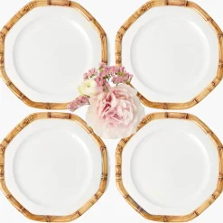 Mrs. Alice Geometric Bamboo Dinner Plate (Set of 4)< Dinner Plates | Crockery Sets