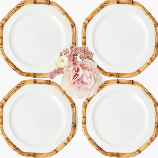 Mrs. Alice Geometric Bamboo Dinner Plate (Set of 4)< Dinner Plates | Crockery Sets