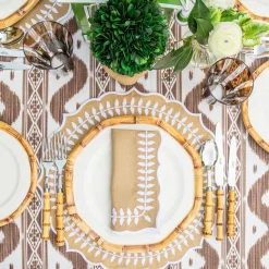 Mrs. Alice Geometric Bamboo Dinner Plate (Set of 4)< Dinner Plates | Crockery Sets