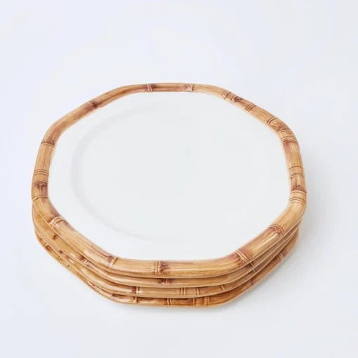 Mrs. Alice Geometric Bamboo Dinner Plate (Set of 4)< Dinner Plates | Crockery Sets