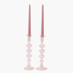 Mrs. Alice Gisele Pink Candle Holder (Pair)< Summer Candleware | Candle Holders