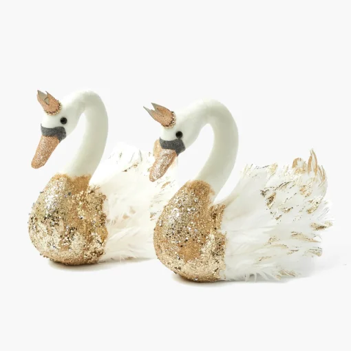 Mrs. Alice Giselle Glitter Swan (Pair)< Christmas Decorations