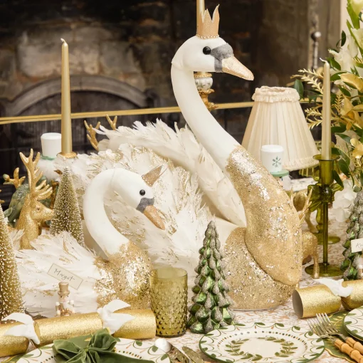 Mrs. Alice Giselle Glitter Swan (Pair)< Christmas Decorations