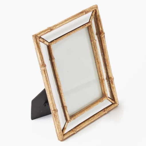 Mrs. Alice Gold Bamboo Mirror Photo Frame - 5"x 7"< For Her | For The Millenial