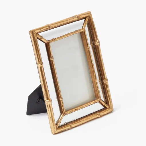 Mrs. Alice Gold Bamboo Mirror Photo Frame - 4"x6"< For Her | For The Millenial