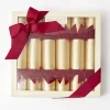 Mrs. Alice Gold Crackers With Red Velvet Bows (Set of 6)< Christmas Decorations