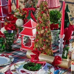 Mrs. Alice Gold Crackers With Red Velvet Bows (Set of 6)< Christmas Decorations