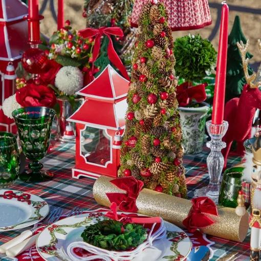 Mrs. Alice Gold Crackers With Red Velvet Bows (Set of 6)< Christmas Decorations