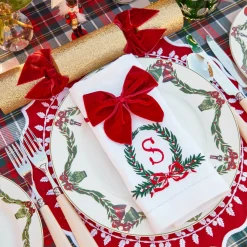 Mrs. Alice Gold Crackers With Red Velvet Bows (Set of 6)< Christmas Decorations