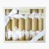 Mrs. Alice Gold Glitter Crackers with White Velvet Bows (Set of 6)< Christmas Decorations