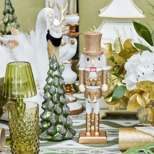 Mrs. Alice Gold Glitter Nutcracker (Pair)< Christmas Decorations