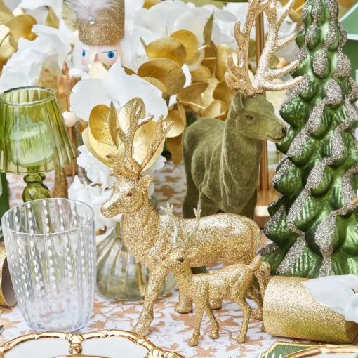 Mrs. Alice Gold Glitter Reindeer Family< Christmas Decorations