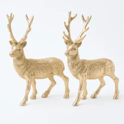 Mrs. Alice Gold Glitter Reindeer (Pair)< Christmas Decorations