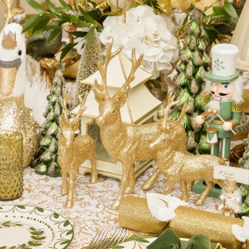 Mrs. Alice Gold Glitter Reindeer (Pair)< Christmas Decorations