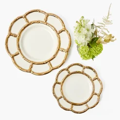 Mrs. Alice Gold Petal Bamboo Ceramic Starter Plate< Starter Plates