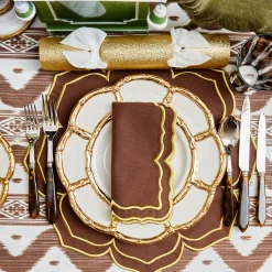 Mrs. Alice Gold Petal Bamboo Ceramic Dinner Plate< Dinner Plates