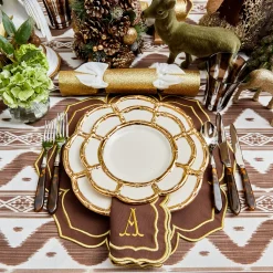 Mrs. Alice Gold Petal Bamboo Ceramic Starter Plate< Starter Plates