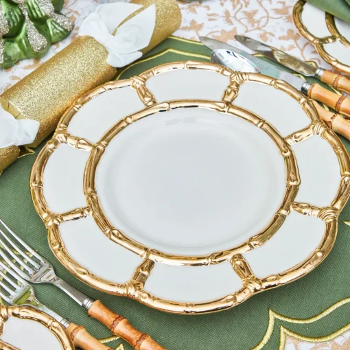 Mrs. Alice Gold Petal Bamboo Ceramic Dinner Plate< Dinner Plates
