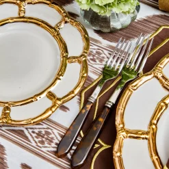 Mrs. Alice Gold Petal Bamboo Ceramic Starter Plate< Starter Plates