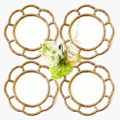 Mrs. Alice Gold Petal Bamboo Ceramic Starter Plate< Starter Plates