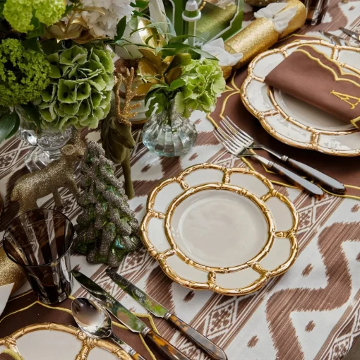 Mrs. Alice Gold Petal Bamboo Ceramic Starter Plate< Starter Plates