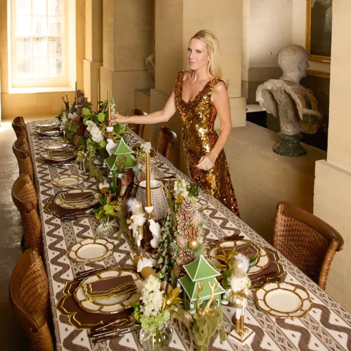 Mrs. Alice Gold Petal Bamboo Ceramic Dinner Plate< Dinner Plates