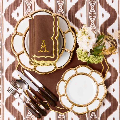Mrs. Alice Gold Petal Bamboo Ceramic Starter Plate< Starter Plates