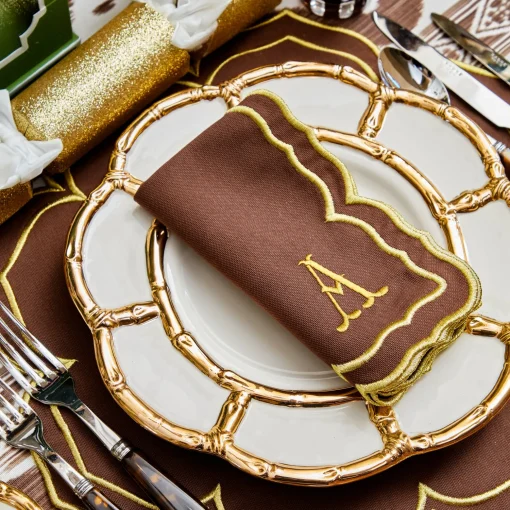 Mrs. Alice Gold Petal Bamboo Ceramic Dinner Plate< Dinner Plates