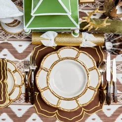 Mrs. Alice Gold Petal Bamboo Ceramic Dinner Plate< Dinner Plates