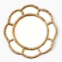 Mrs. Alice Gold Petal Bamboo Ceramic Starter Plate< Starter Plates