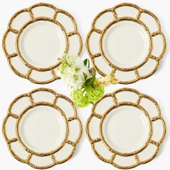 Mrs. Alice Gold Petal Bamboo Dinner Plates (Set of 4)< Dinner Plates | Crockery Sets
