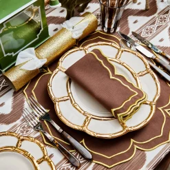 Mrs. Alice Gold Petal Bamboo Dinner Plates (Set of 4)< Dinner Plates | Crockery Sets