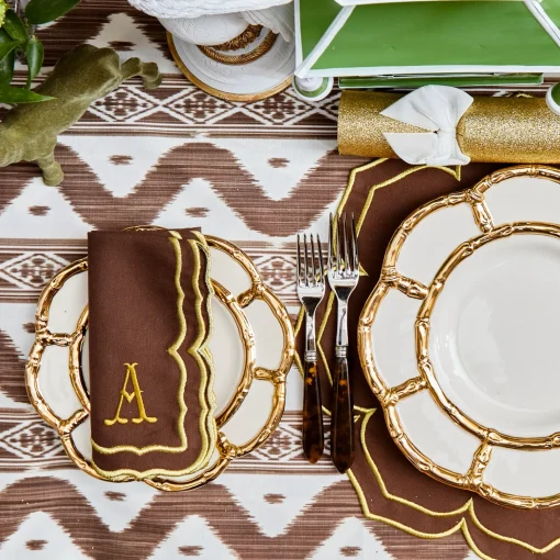 Mrs. Alice Gold Petal Bamboo Starter Plates (Set of 4)< Starter Plates | Crockery Sets